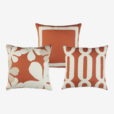 21819 - 2272 - Trio Promocional Flora - Terracota | Marfim - 45x45 cm Capa (sem enchimento)